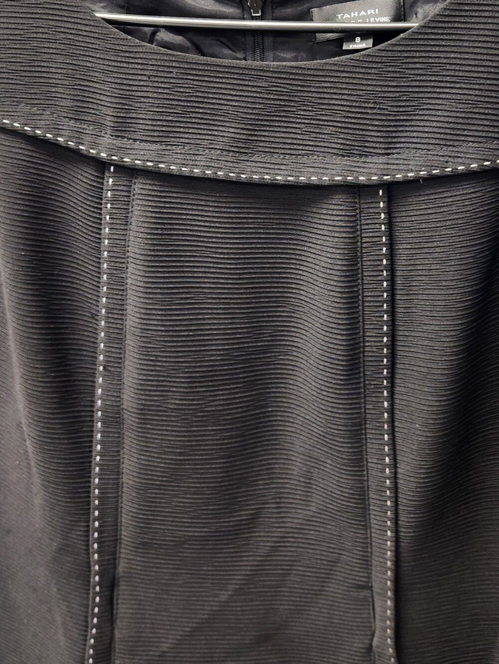 Tahari Black Sleeveless Sheath Dress Contrast Stitch Career Size 8 - Picture 4 of 16
